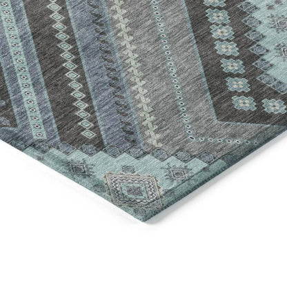 Solene Pewter Washable Indoor-Outdoor Rug-Outdoor Rugs-LOOMLAN Rugs-LOOMLAN