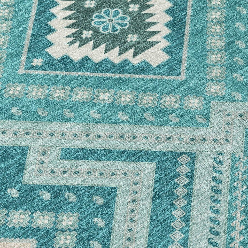 Solene Teal Washable Indoor-Outdoor Rug-Outdoor Rugs-LOOMLAN Rugs-LOOMLAN