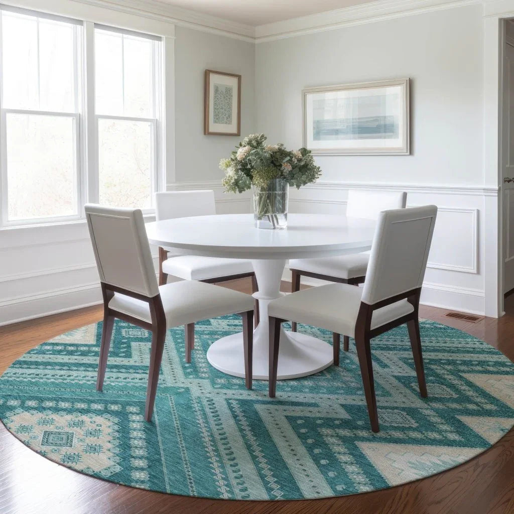 Solene Teal Washable Indoor-Outdoor Rug-Outdoor Rugs-LOOMLAN Rugs-LOOMLAN