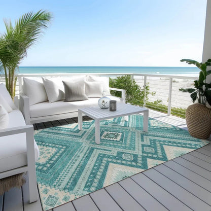 Solene Teal Washable Indoor-Outdoor Rug-Outdoor Rugs-LOOMLAN Rugs-LOOMLAN