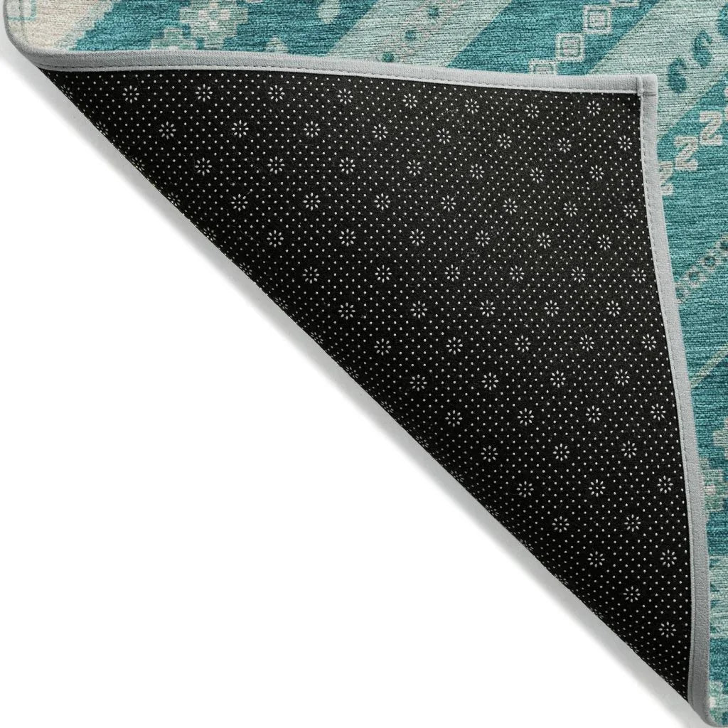 Solene Teal Washable Indoor-Outdoor Rug-Outdoor Rugs-LOOMLAN Rugs-LOOMLAN