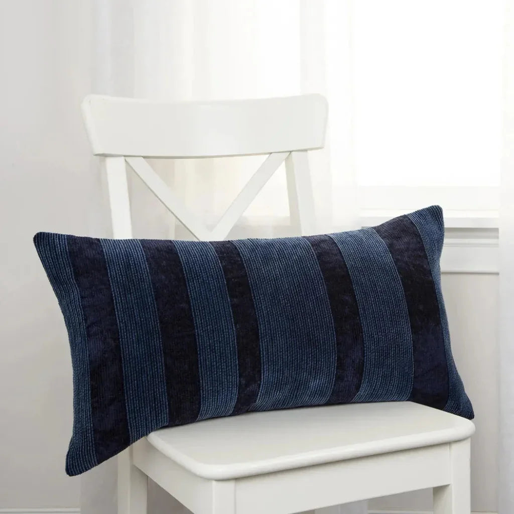 Solid Indigo Lumbar Pillow With Insert - LOOMLAN - LOOMLAN - Throw Pillows