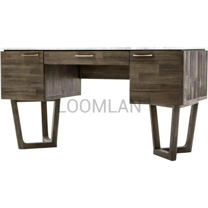 Solid Wood & Marble Mid-Century Desk Aura Writing Desk-Home Office Desks-LH Imports-LOOMLAN