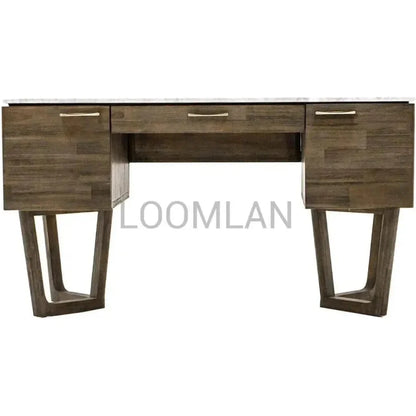 Solid Wood & Marble Mid-Century Desk Aura Writing Desk-Home Office Desks-LH Imports-LOOMLAN