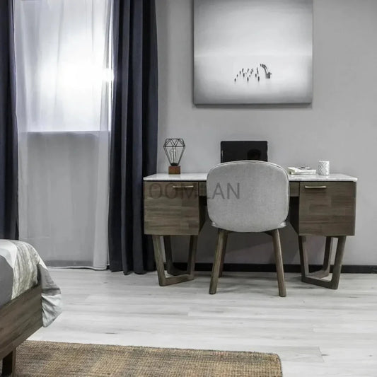 Solid Wood & Marble Mid-Century Desk Aura Writing Desk-Home Office Desks-LH Imports-LOOMLAN