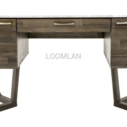 Solid Wood & Marble Mid-Century Desk Aura Writing Desk-Home Office Desks-LH Imports-LOOMLAN