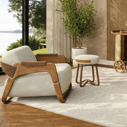 Solid Wood Modern Stool - LOOMLAN - Urbia - Poufs and Stools