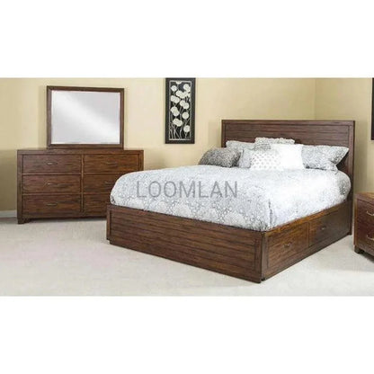 Solid Wood Platform Storage Bed with Drawers - LOOMLAN - Sunny D - Beds