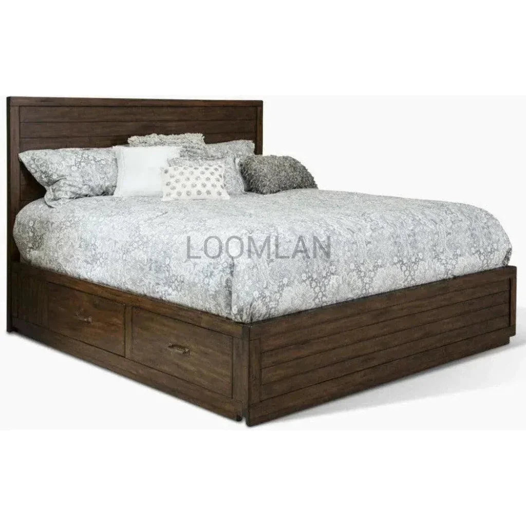 Solid Wood Platform Storage Bed with Drawers - LOOMLAN - Sunny D - Beds