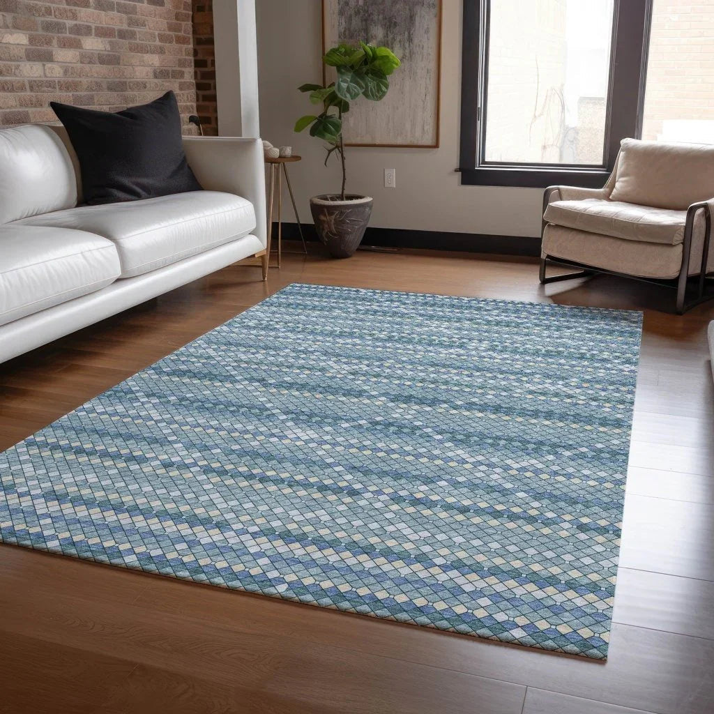 Solina Blue Washable Indoor - Outdoor Rug - LOOMLAN - LOOMLAN Rugs - Outdoor Rugs