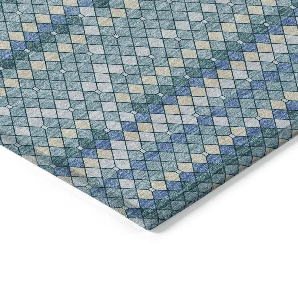 Solina Blue Washable Indoor - Outdoor Rug - LOOMLAN - LOOMLAN Rugs - Outdoor Rugs