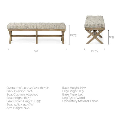 Solis Fabric X-Frame Bedroom Bench