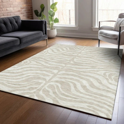 Solstice Beige Washable Indoor-Outdoor Rug-Outdoor Rugs-LOOMLAN Rugs-LOOMLAN