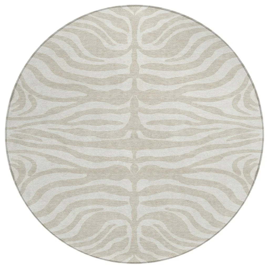 Solstice Beige Washable Indoor-Outdoor Rug-Outdoor Rugs-LOOMLAN Rugs-8' x 8'-LOOMLAN