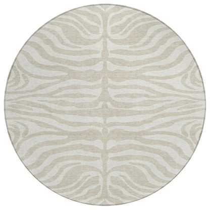 Solstice Beige Washable Indoor-Outdoor Rug-Outdoor Rugs-LOOMLAN Rugs-8' x 8'-LOOMLAN