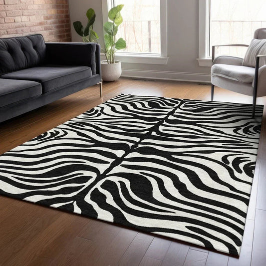 Solstice Black Washable Indoor-Outdoor Rug-Outdoor Rugs-LOOMLAN Rugs-LOOMLAN
