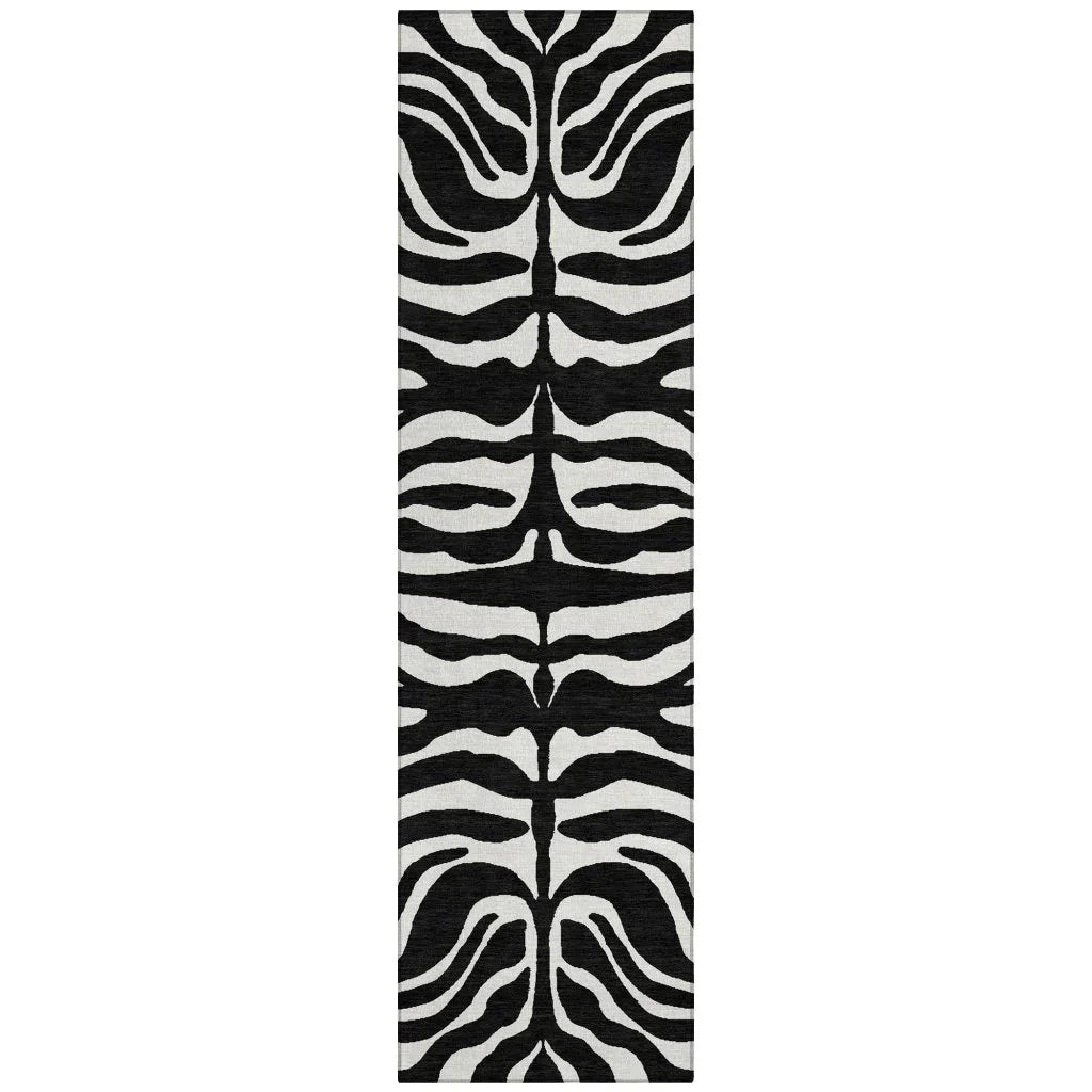 Solstice Black Washable Indoor-Outdoor Rug-Outdoor Rugs-LOOMLAN Rugs-2'3" x 7'6"-LOOMLAN