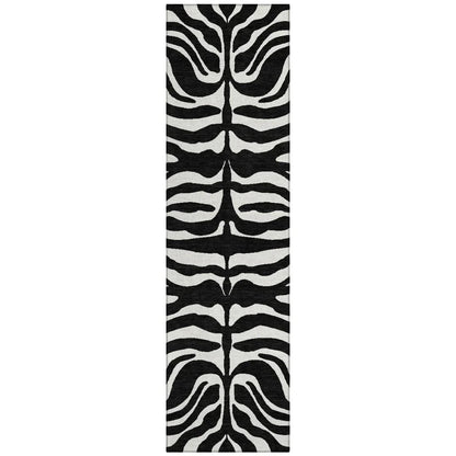 Solstice Black Washable Indoor-Outdoor Rug-Outdoor Rugs-LOOMLAN Rugs-2'3" x 7'6"-LOOMLAN