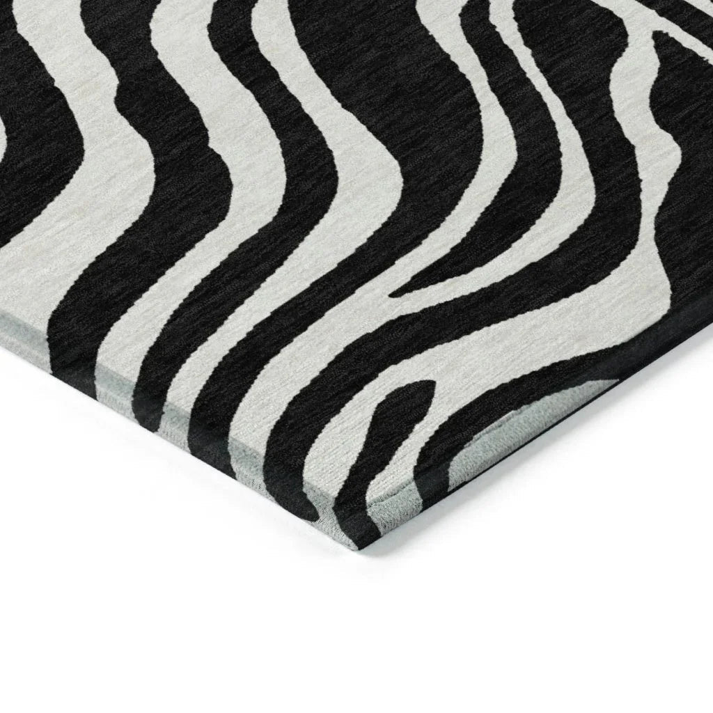 Solstice Black Washable Indoor-Outdoor Rug-Outdoor Rugs-LOOMLAN Rugs-LOOMLAN
