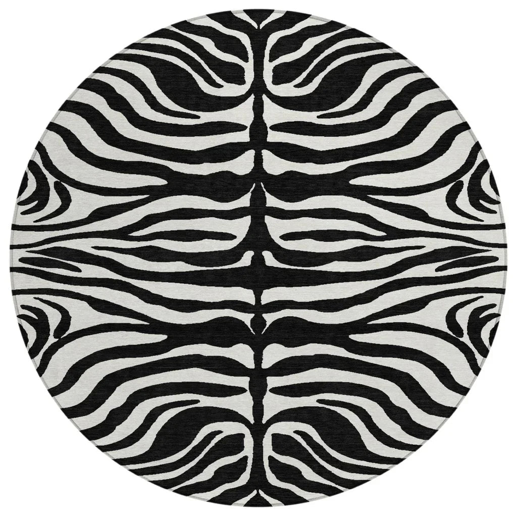 Solstice Black Washable Indoor-Outdoor Rug-Outdoor Rugs-LOOMLAN Rugs-8' x 8'-LOOMLAN