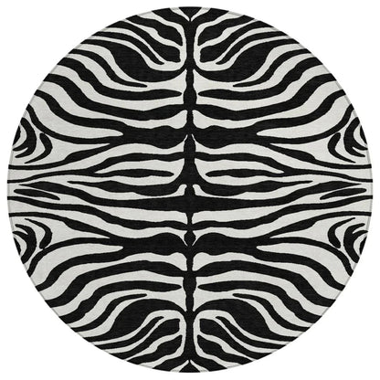 Solstice Black Washable Indoor-Outdoor Rug-Outdoor Rugs-LOOMLAN Rugs-8' x 8'-LOOMLAN