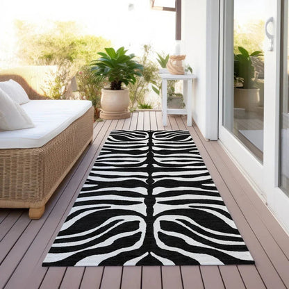 Solstice Black Washable Indoor-Outdoor Rug-Outdoor Rugs-LOOMLAN Rugs-LOOMLAN