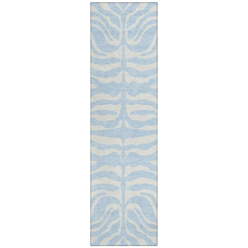 Solstice Blue Washable Indoor-Outdoor Rug-Outdoor Rugs-LOOMLAN Rugs-2'3" x 7'6"-LOOMLAN