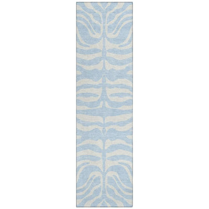 Solstice Blue Washable Indoor-Outdoor Rug-Outdoor Rugs-LOOMLAN Rugs-2'3" x 7'6"-LOOMLAN