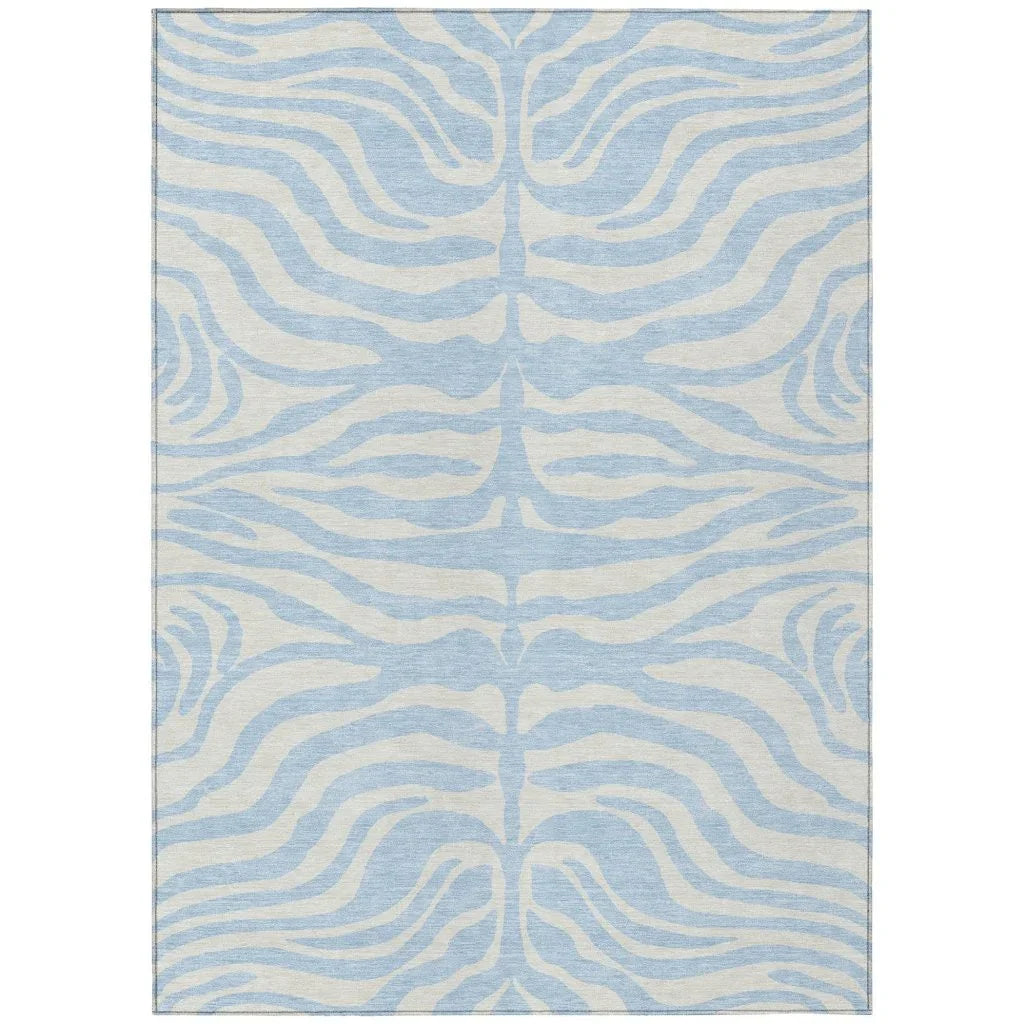 Solstice Blue Washable Indoor-Outdoor Rug-Outdoor Rugs-LOOMLAN Rugs-2'6" x 3'10"-LOOMLAN