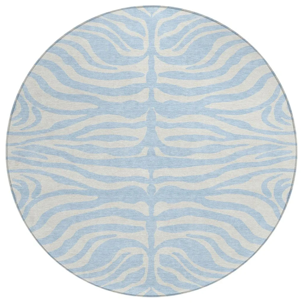 Solstice Blue Washable Indoor-Outdoor Rug-Outdoor Rugs-LOOMLAN Rugs-8' x 8'-LOOMLAN
