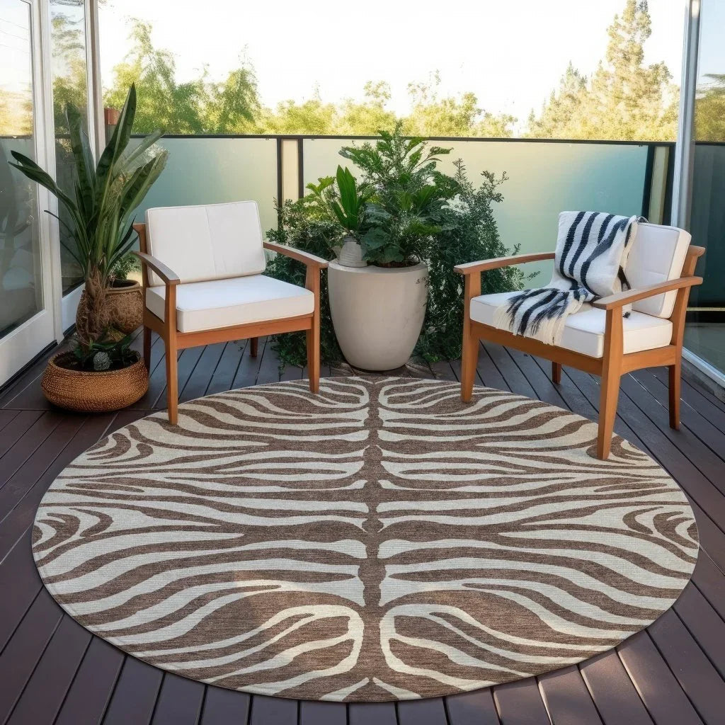 Solstice Brown Washable Indoor-Outdoor Rug-Outdoor Rugs-LOOMLAN Rugs-LOOMLAN