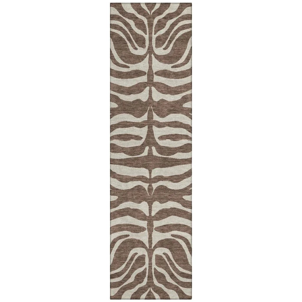 Solstice Brown Washable Indoor-Outdoor Rug-Outdoor Rugs-LOOMLAN Rugs-2'3" x 7'6"-LOOMLAN