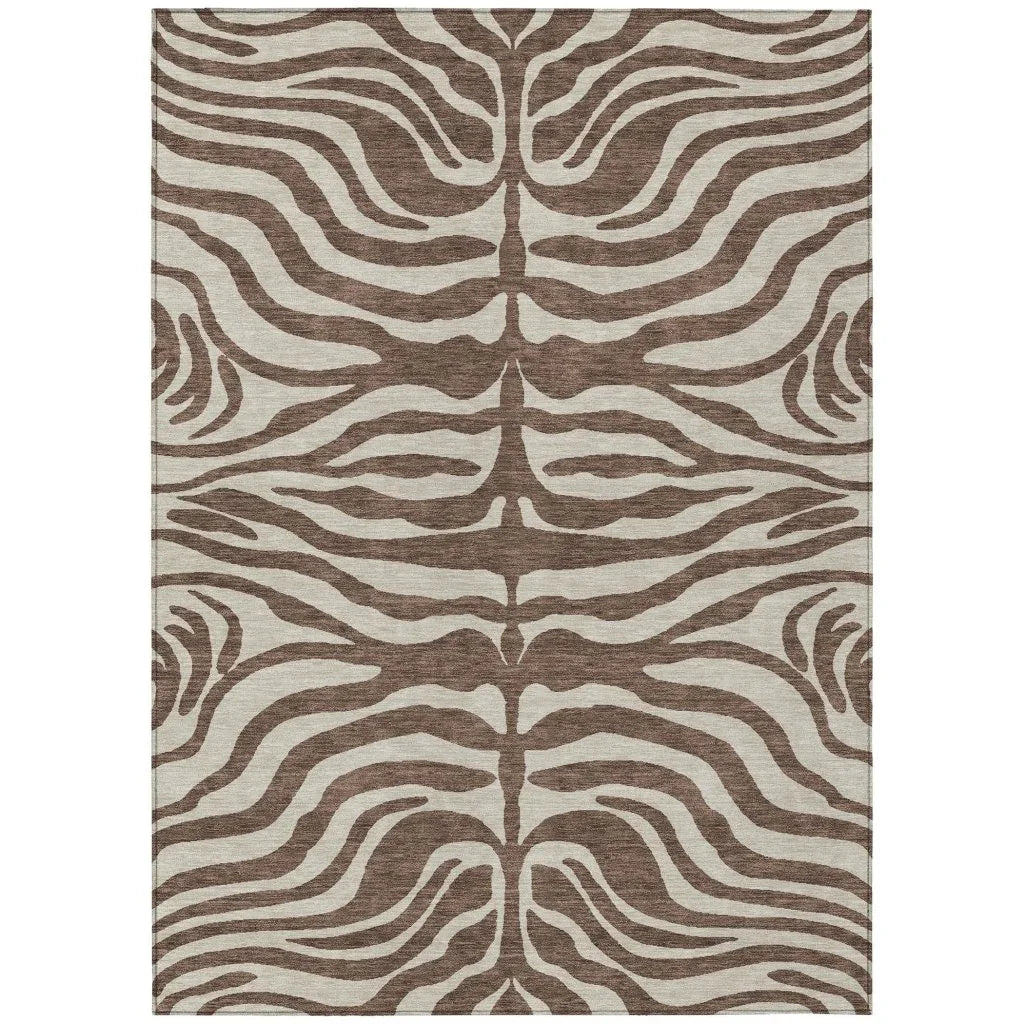 Solstice Brown Washable Indoor-Outdoor Rug-Outdoor Rugs-LOOMLAN Rugs-2'6" x 3'10"-LOOMLAN