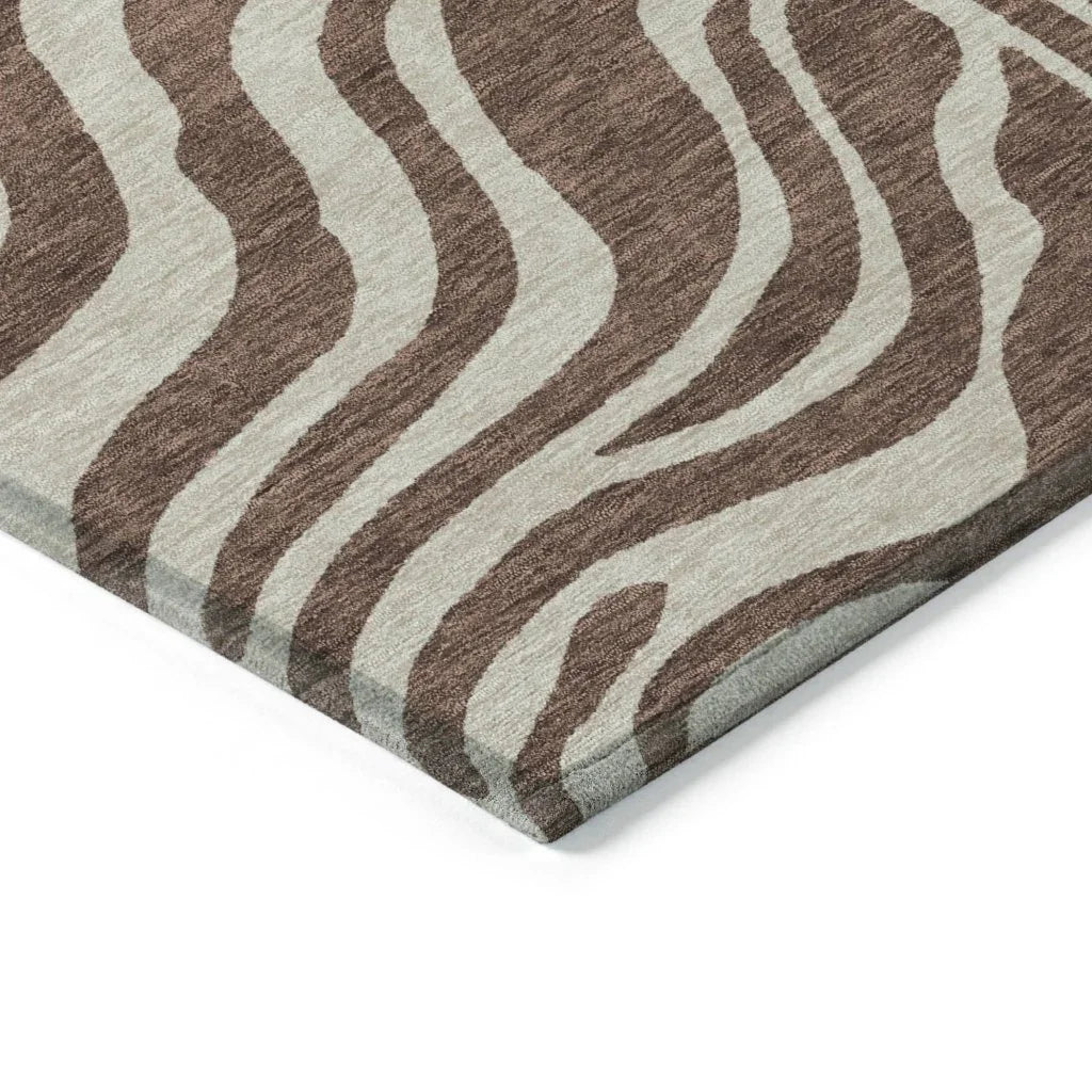 Solstice Brown Washable Indoor-Outdoor Rug-Outdoor Rugs-LOOMLAN Rugs-LOOMLAN