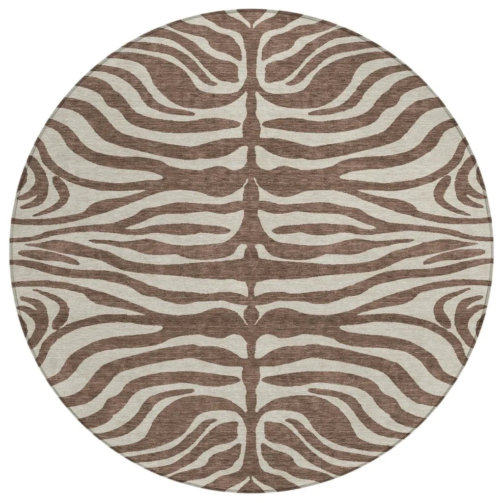 Solstice Brown Washable Indoor-Outdoor Rug-Outdoor Rugs-LOOMLAN Rugs-8' x 8'-LOOMLAN