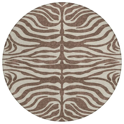 Solstice Brown Washable Indoor-Outdoor Rug-Outdoor Rugs-LOOMLAN Rugs-8' x 8'-LOOMLAN