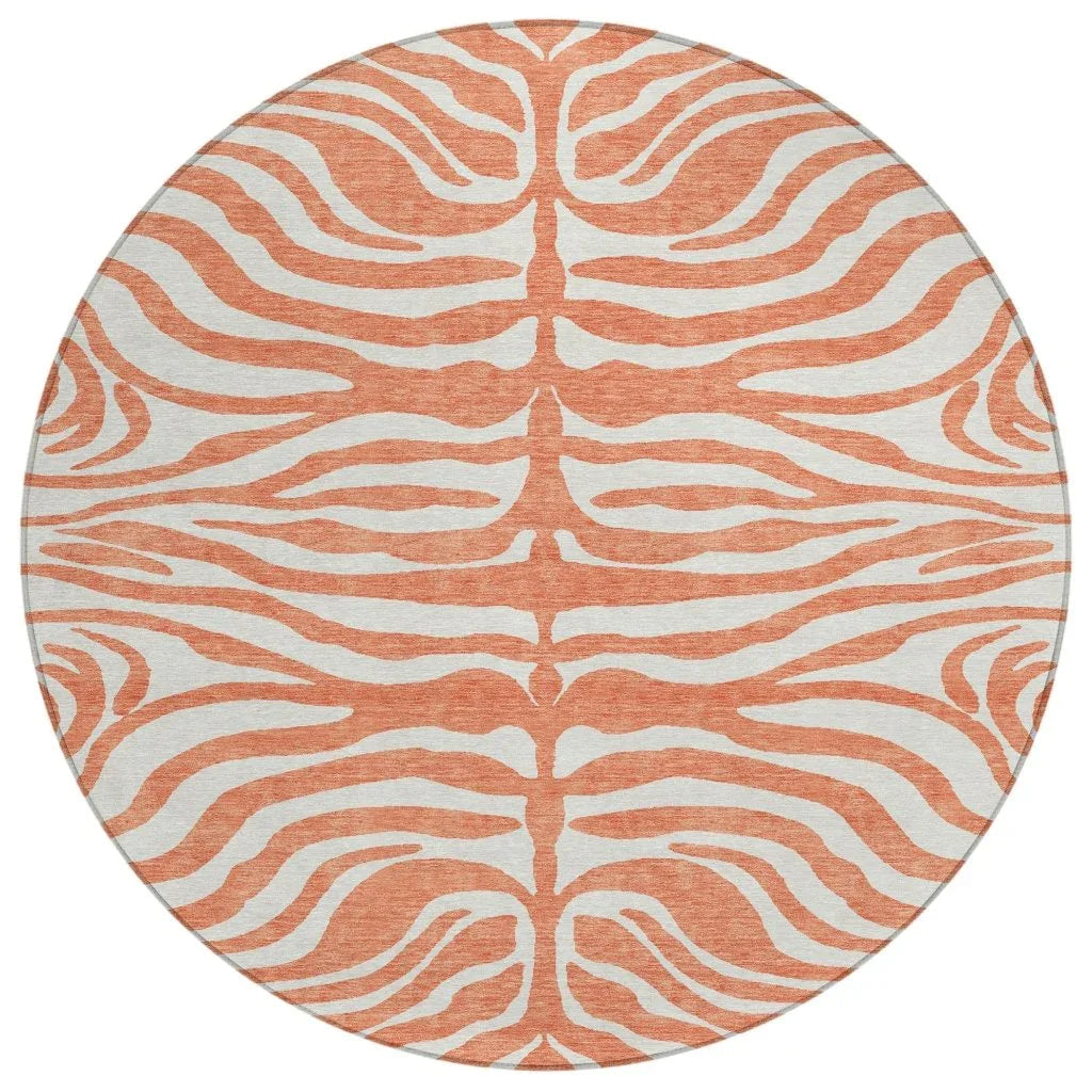 Solstice Coral Washable Indoor-Outdoor Rug-Outdoor Rugs-LOOMLAN Rugs-8' x 8'-LOOMLAN