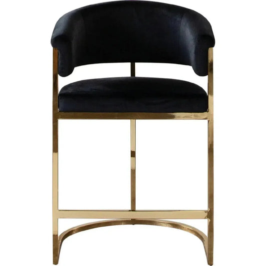 Solstice Counter Stoolin Black VelvetGold Metal - LOOMLAN - Counter Stools