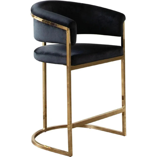 Solstice Counter Stoolin Black VelvetGold Metal - LOOMLAN - Counter Stools