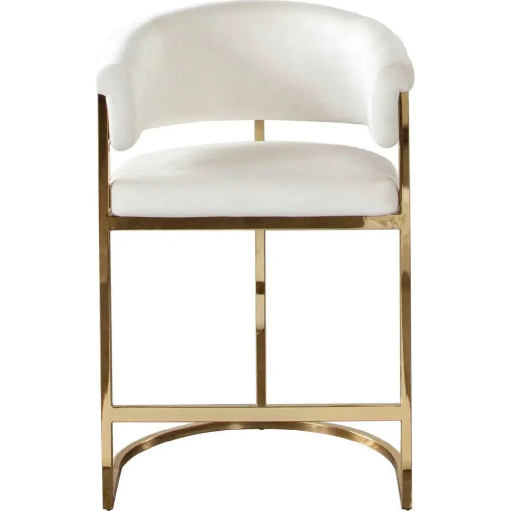 Solstice Counter Stoolin Cream VelvetGold Metal - LOOMLAN - Counter Stools