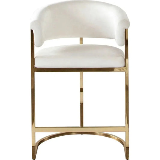 Solstice Counter Stoolin Cream VelvetGold Metal - LOOMLAN - Counter Stools