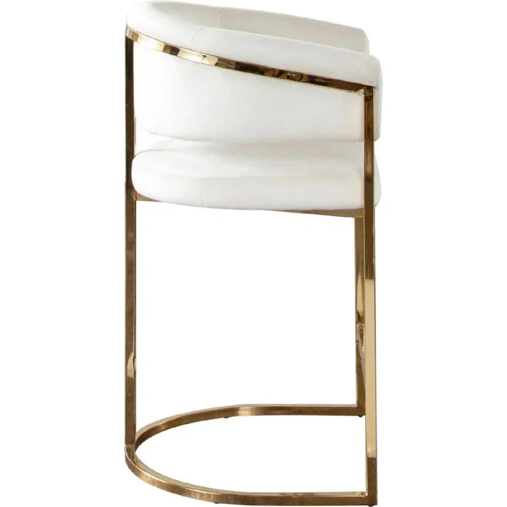 Solstice Counter Stoolin Cream VelvetGold Metal - LOOMLAN - Counter Stools