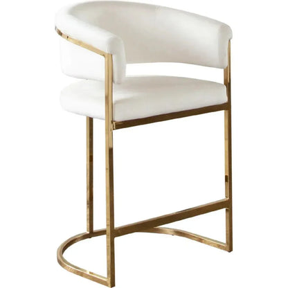 Solstice Counter Stoolin Cream VelvetGold Metal - LOOMLAN - Counter Stools