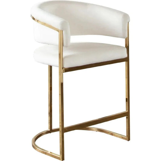 Solstice Counter Stoolin Cream VelvetGold Metal - LOOMLAN - Counter Stools
