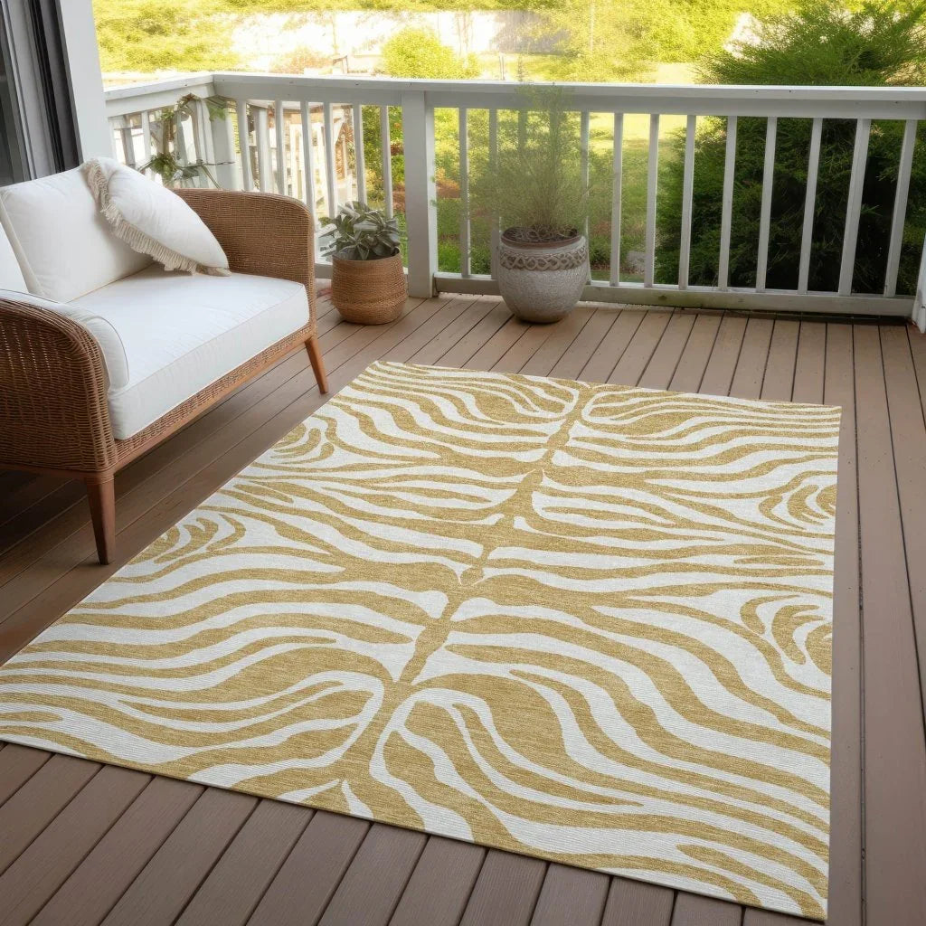 Solstice Gold Washable Indoor-Outdoor Rug-Outdoor Rugs-LOOMLAN Rugs-LOOMLAN