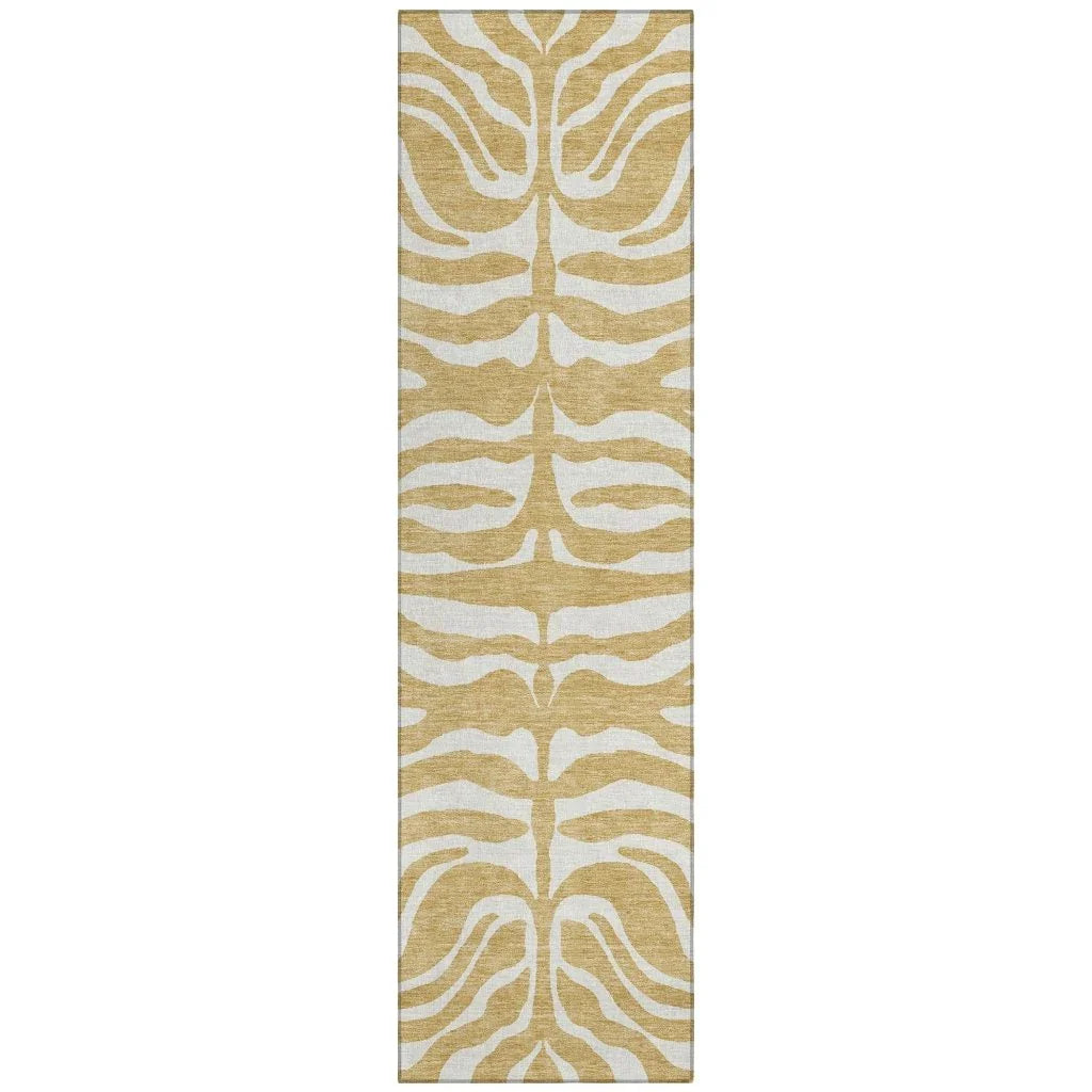 Solstice Gold Washable Indoor-Outdoor Rug-Outdoor Rugs-LOOMLAN Rugs-2'3" x 7'6"-LOOMLAN