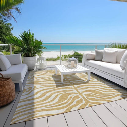 Solstice Gold Washable Indoor-Outdoor Rug-Outdoor Rugs-LOOMLAN Rugs-LOOMLAN