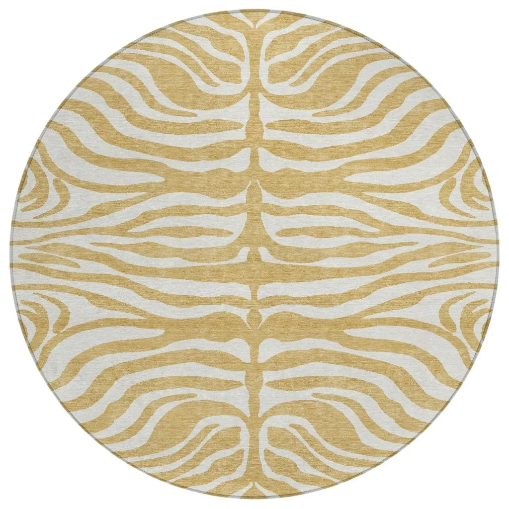 Solstice Gold Washable Indoor-Outdoor Rug-Outdoor Rugs-LOOMLAN Rugs-8' x 8'-LOOMLAN