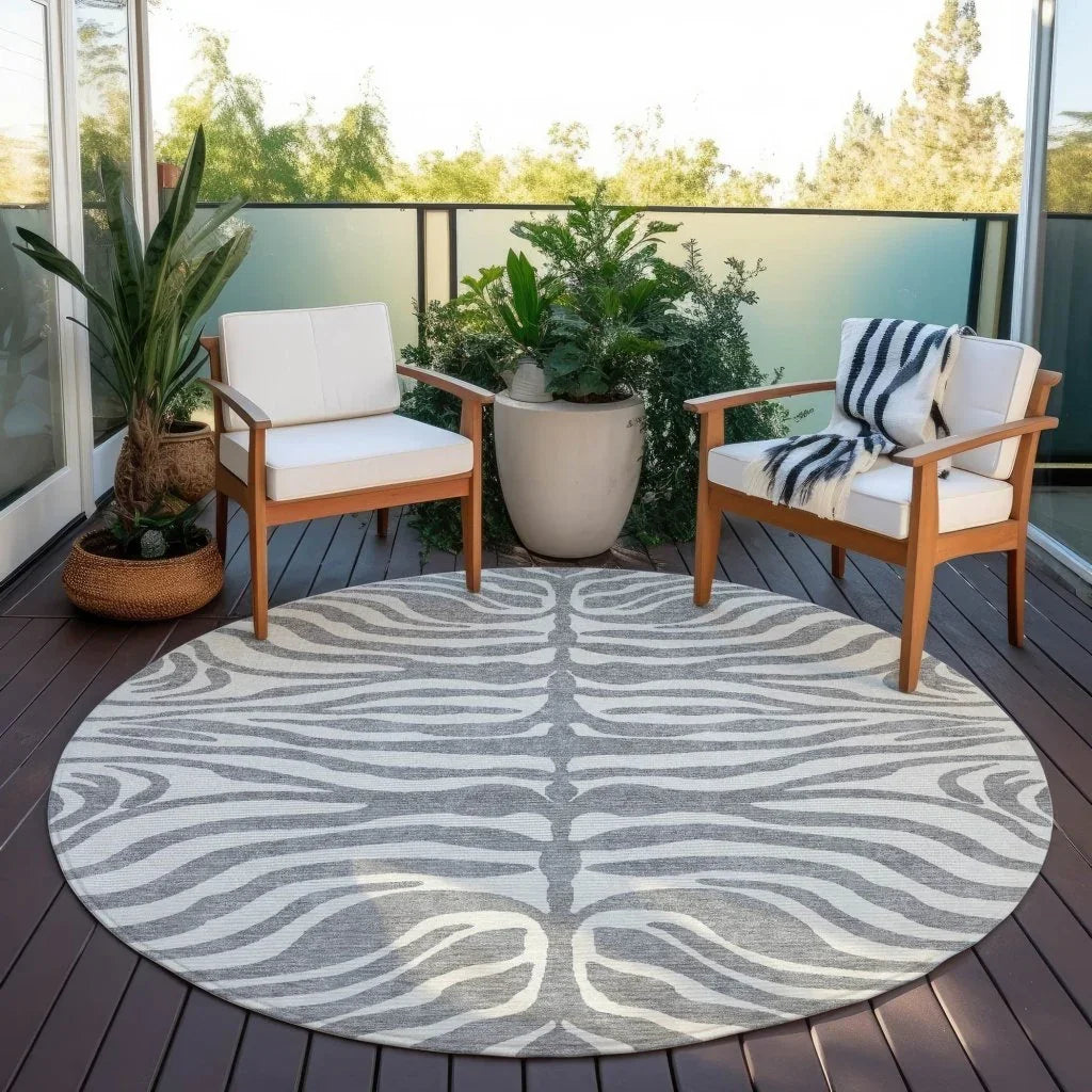 Solstice Gray Washable Indoor-Outdoor Rug-Outdoor Rugs-LOOMLAN Rugs-LOOMLAN