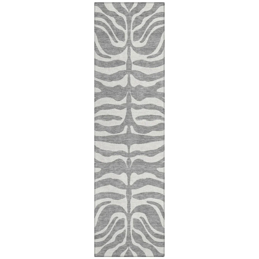 Solstice Gray Washable Indoor-Outdoor Rug-Outdoor Rugs-LOOMLAN Rugs-2'3" x 7'6"-LOOMLAN